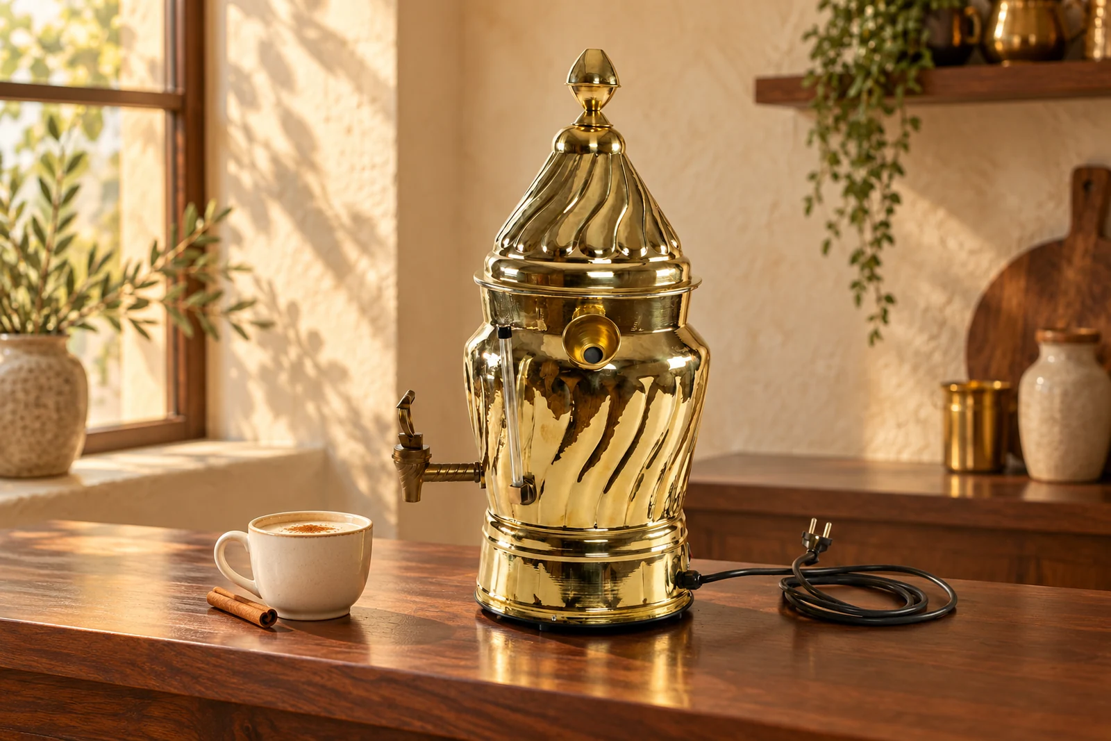 Klasik yüksek kubbeli sarı salep kazanı